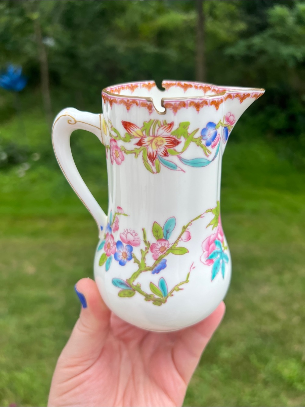 RARE Antique 1891 Minton Handpainted Porcelain Hot Cocoa Creamer Pot Tea Service